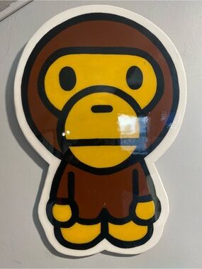 BAPE Baby Milo Wood Cut Out Wall Art Sticker - Yellow & Brown